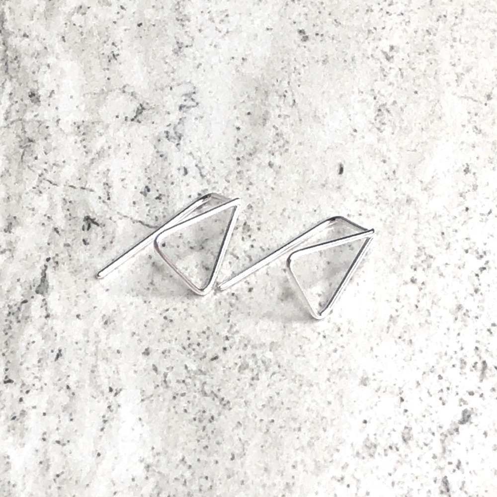 Sterling Silver Triangle Thread Through Earrings